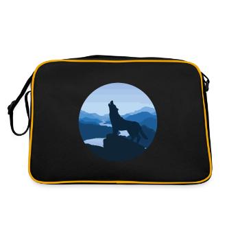 Wolf steppe night moon fable magic nature gift - Retro Bag - black/gold - Back