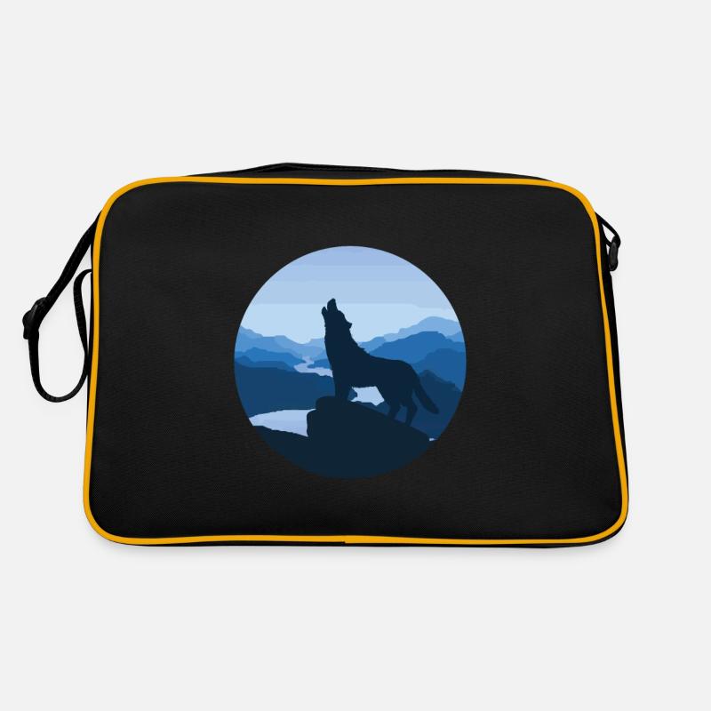 Wolf steppe night moon fable magic nature gift Retro Bag