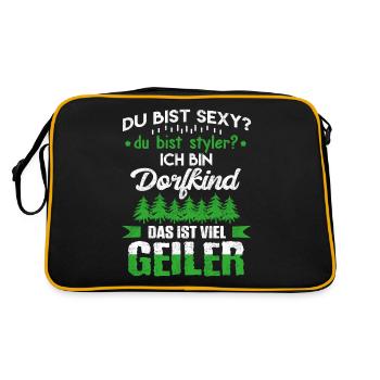 Ich bin Dorfkind - Retro Tasche - Schwarz/Gold - Hinten