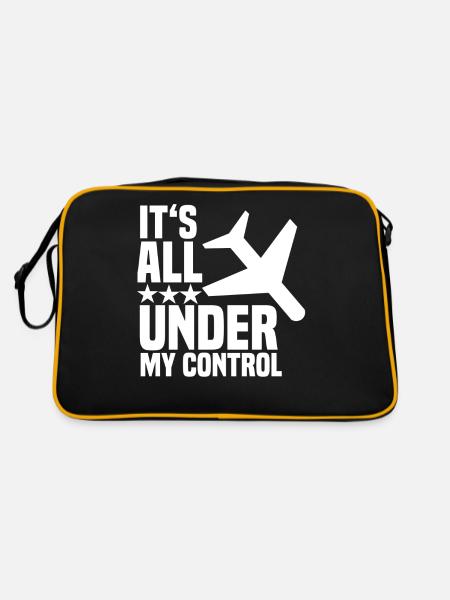 Pilot Flugzeug Cockpit Flugbegleiter Stewardess - Retro Tasche - Schwarz/Gold - Hinten