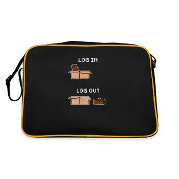 Computer Science Computer Humor Funny Log In Log Out - Retro Bag - black/gold - Back