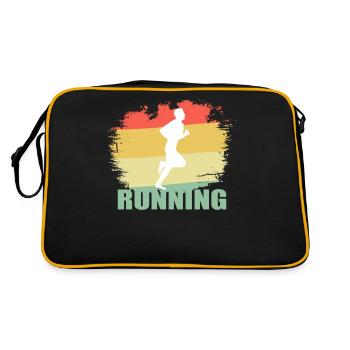 Hipster Running T Shirt - Retro Tasche - Schwarz/Gold - Hinten