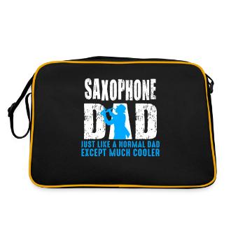 Saxophon Papa Blechbläser Blaskapelle Geschenk - Retro Tasche - Schwarz/Gold - Hinten