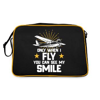 Fliegen - Nur wenn ich fliege Spruch - Retro Tasche - Schwarz/Gold - Hinten