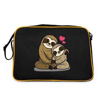 Liebend Sloth Loving Sloth - Retro Tasche - Schwarz/Gold - Hinten