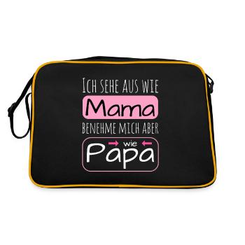 lustiger Spruch für Kinder Geschenk - Retro Tasche - Schwarz/Gold - Hinten