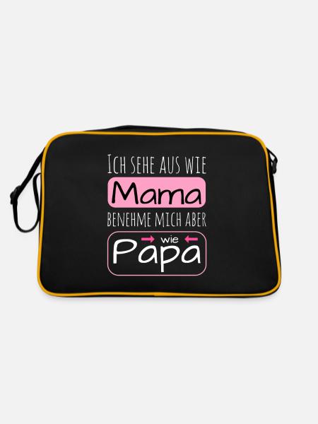 lustiger Spruch für Kinder Geschenk - Retro Tasche - Schwarz/Gold - Hinten