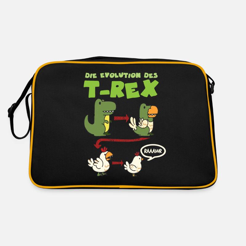 Huhn Hühner T-Rex Dinosaurier Dino - Retro Tasche - Schwarz/Gold