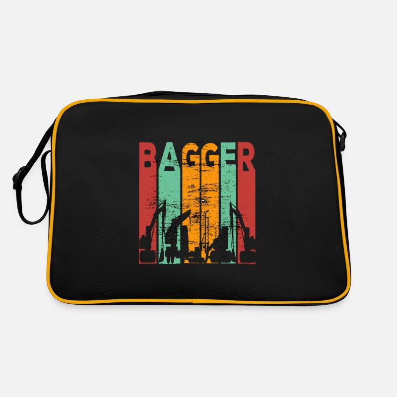 Bagger Baustelle Baumaschine Geschenk · Farben Retro Tasche