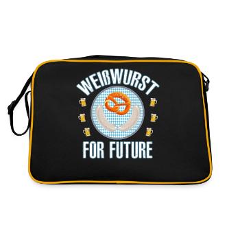 Weisswurst For Future Bayern lustig Geschenk - Retro Tasche - Schwarz/Gold - Hinten