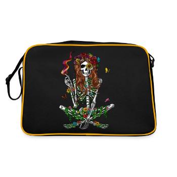 Hippie-Skelett, das psychedelisches Unkraut raucht - Retro Tasche - Schwarz/Gold - Hinten