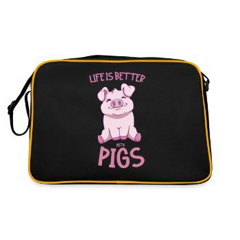 La vie est meilleure avec les végétaliens de porc végétaliens - Sac Retro - noir/or - Dos
