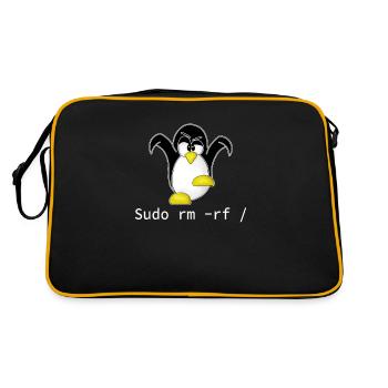 Tux Linux Pingouin Sudo Rm Rf | Hacke geek geek - Sac Retro - noir/or - Dos