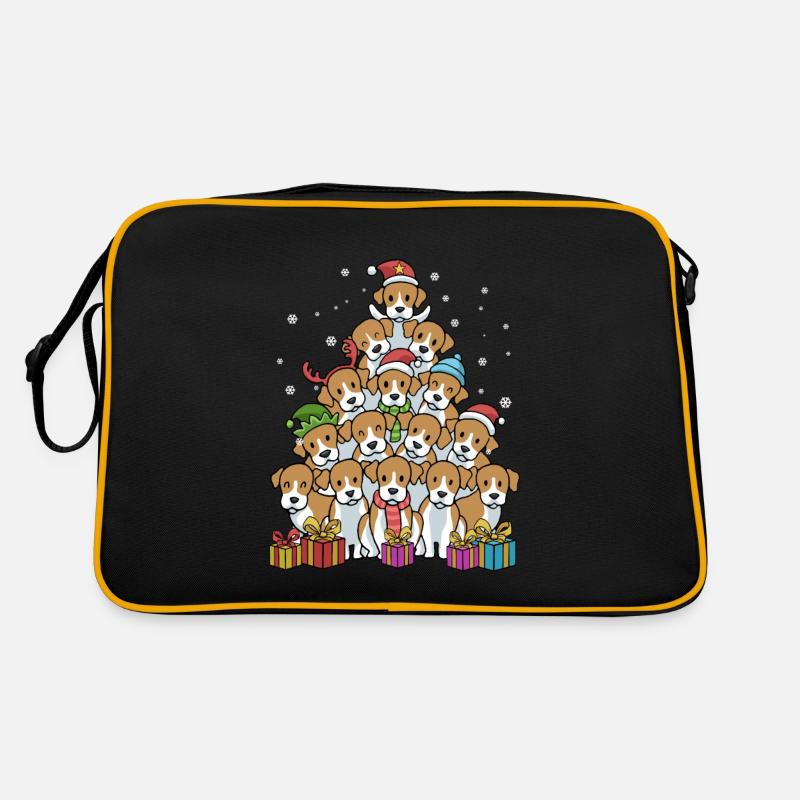 Beagle Weihnachten Lustiges Weihnachts Geschenk - Retro Tasche - Schwarz/Gold