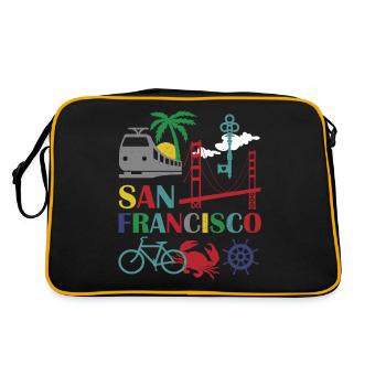 Célèbre San Francisco Outline Gift Design Golden - Sac Retro - noir/or - Dos