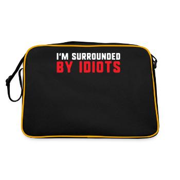 I'm surrounded by idiots funny exhausted and angry - Retro Bag - black/gold - Back