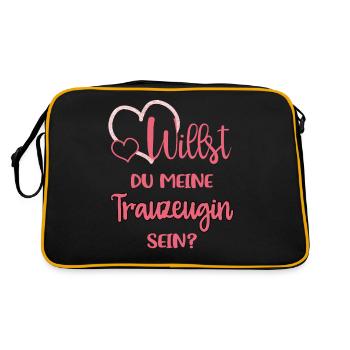 Willst du meine Trauzeugin sein? - Retro Tasche - Schwarz/Gold - Hinten