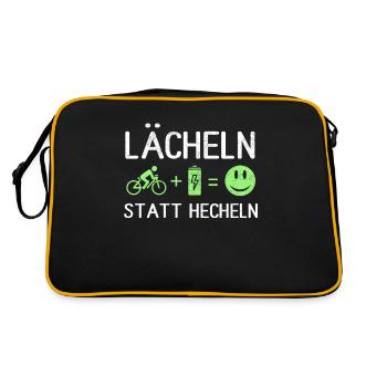 Lächeln Statt Hecheln - Retro Tasche - Schwarz/Gold - Hinten