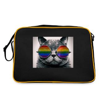 LGBT Flag Gay Lesbian Gay Cat - Sac Retro - noir/or - Dos