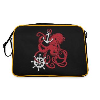 Thème de conception nautique vintage pieuvre géante - Sac Retro - noir/or - Dos