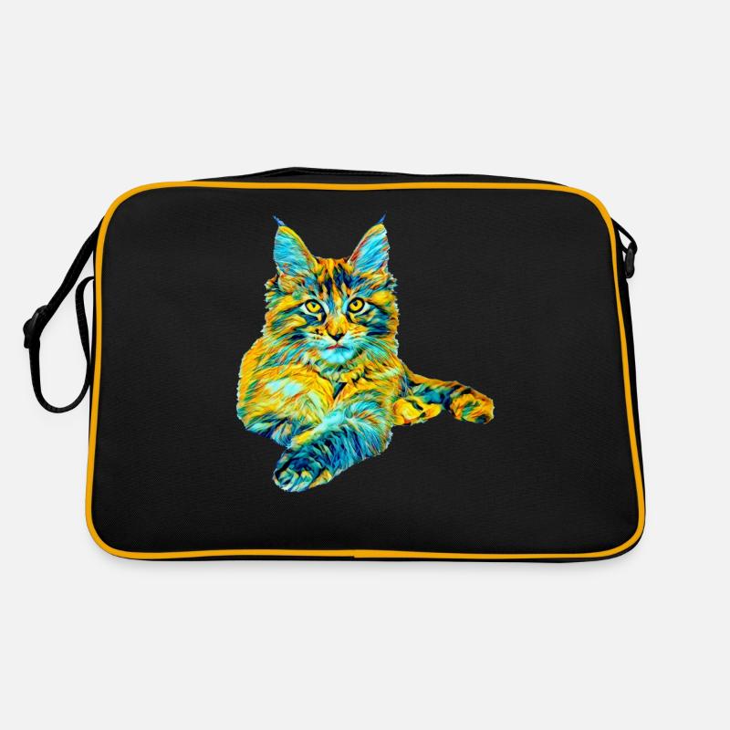 Maine Coon - Retro Tasche - Schwarz/Gold