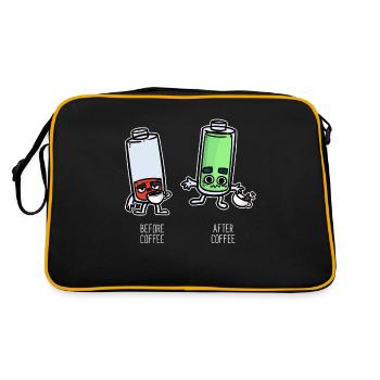 Vor dem & nach dem Kaffee Akku leer & voll - Retro Tasche - Schwarz/Gold - Hinten
