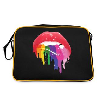 LGBT Glossy Rainbow Gay Pride Dripping Lips - Retro Bag - black/gold - Back