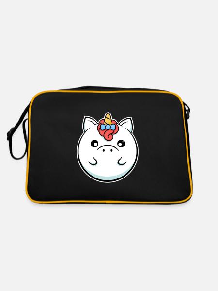 Rundes Einhorn Einhorn das letzte Einhorngeschenk - Retro Tasche - Schwarz/Gold - Hinten