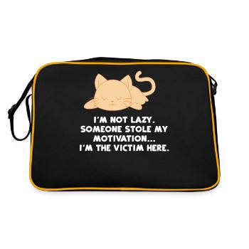 Cats - Cat - Cat owner - Lazy - Laziness - Retro Bag - black/gold - Back