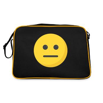 Funny Straight Face Emoticon Cute Neutral Face - Retro Bag - black/gold - Back