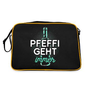 Pfeffi geht immer Pfefferminz Likör - Retro Tasche - Schwarz/Gold - Hinten
