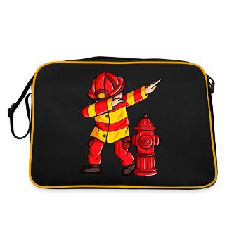 Dabbing Feuerwehrmann Lustig Feuerwehr - Retro Tasche - Schwarz/Gold - Hinten