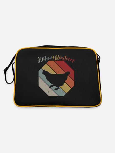Vogel Huhn Hühnerflüsterer Geschenk Bauernhof Land - Retro Tasche - Schwarz/Gold