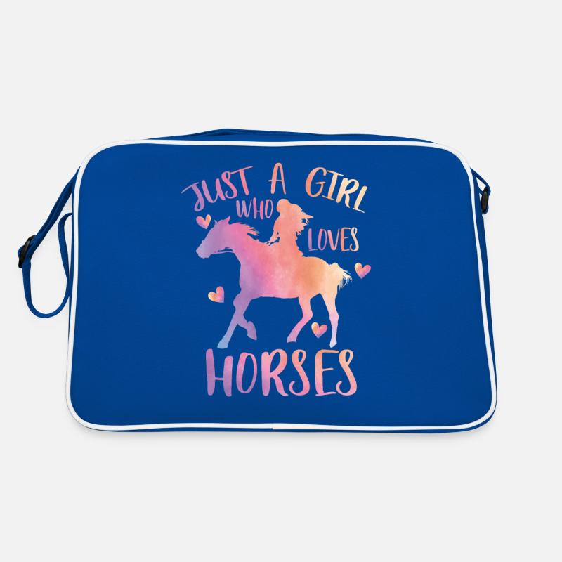 Nur ein Mädchen, das Pferde liebt Retro Tasche