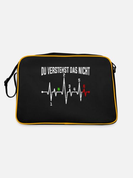 Du verstehst das nicht - Motorrad Herzschlag -Puls - Retro Tasche - Schwarz/Gold - Hinten