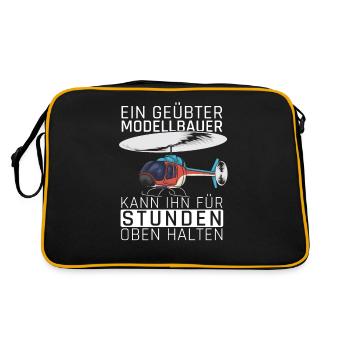 Modellbauer Modellbau Hubschrauber Geschenk Lustig - Retro Tasche - Schwarz/Gold - Hinten