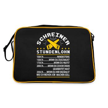 Schreiner Stundenlohn - Retro Tasche - Schwarz/Gold - Hinten