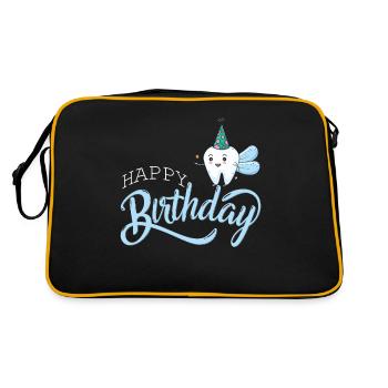 Happy Birthday with tooth as tooth fairy | dentist - Retro Bag - black/gold - Back