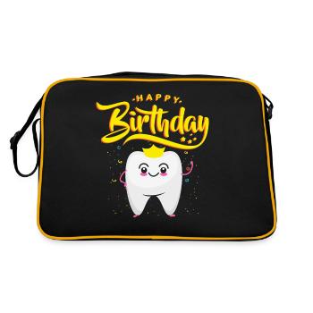 Birthday Gift for Dentists | happy Birthday - Retro Bag - black/gold - Back