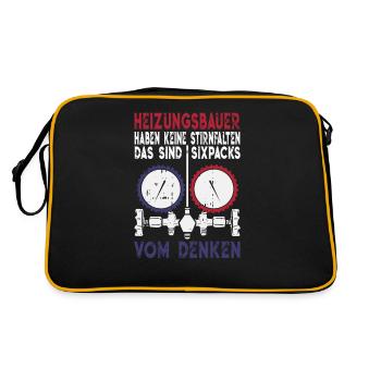 Heizungsbauer Sixpack vom Denken Installateur - Retro Tasche - Schwarz/Gold - Hinten