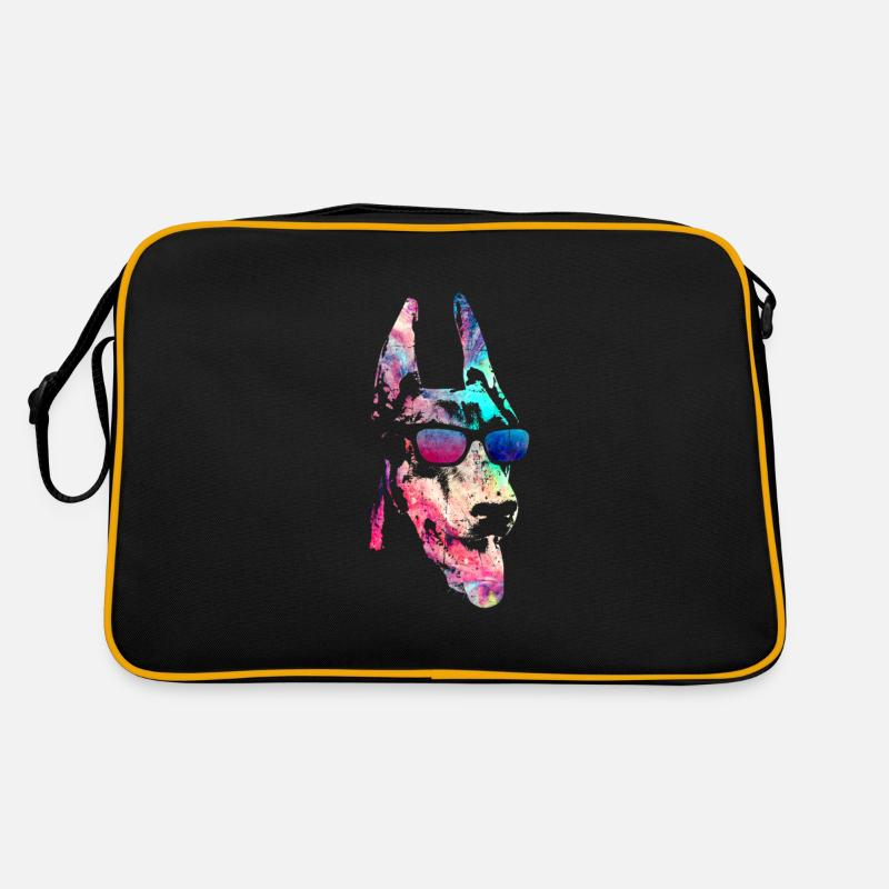 Dobermann - Retro Tasche - Schwarz/Gold