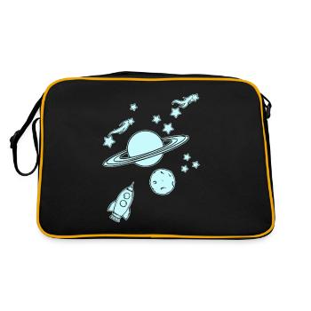 Planètes avec fusée dans l’espace - Sac Retro - noir/or - Dos