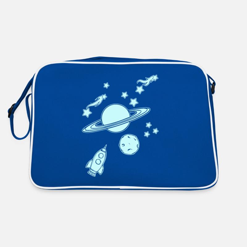 Planètes avec fusée dans l’espace Sac Retro