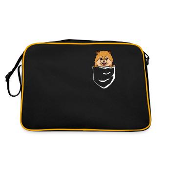 Zwergspitz in Brusttasche - Retro Tasche - Schwarz/Gold - Hinten