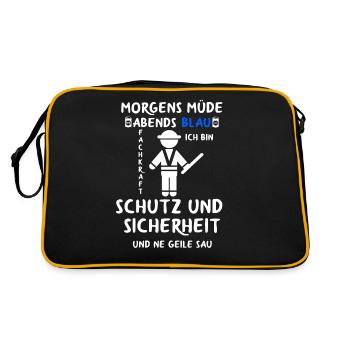 Security Türsteher Sicherheitsdienst Aufpasser - Retro Tasche - Schwarz/Gold - Hinten