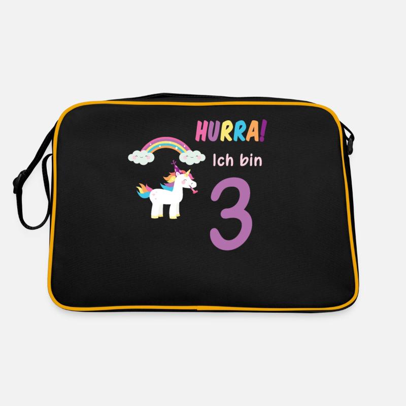 Hurra ich bin 3 Dritter Geburtstag 3 Jahre Einhorn Retro Tasche
