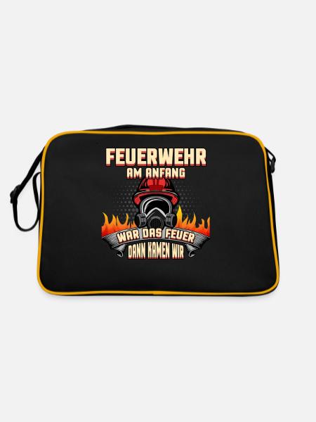 Feuerwehr wir löschen Feuer stolz 112 Geschenk - Retro Tasche - Schwarz/Gold - Hinten