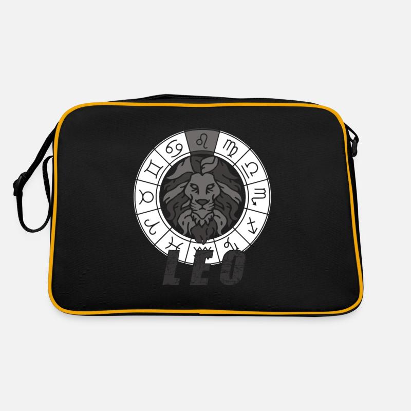Sternzeichen Löwe - Retro Tasche - Schwarz/Gold