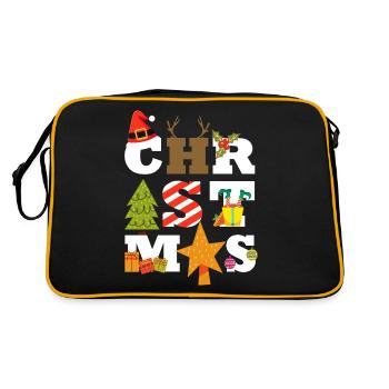 Christmas - Retro Tasche - Schwarz/Gold - Hinten