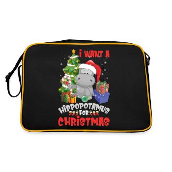 I Want A Hippopotamus For Christmas Funny - Retro Tasche - Schwarz/Gold - Hinten